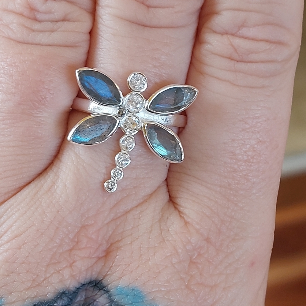 Labradorite Dragonfly Ring - Picture 2 of 8
